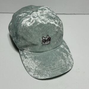 Cat Glasses Mint Green Velvet Womens Hat Adjustable Strap Ball Cap Baseball